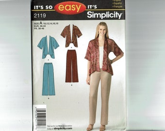 Uncut Sewing Pattern Sizes 10 12 14 16 18 Bust 32 1/2-40 Pants and Jacket Simplicity 2119 Its So Easy