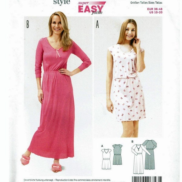 Super Easy Burda Style Nightgown UNCUT OOP Sewing Pattern Sizes 10 12 14 16 18 20 Pajama Dress Burda Style 6743