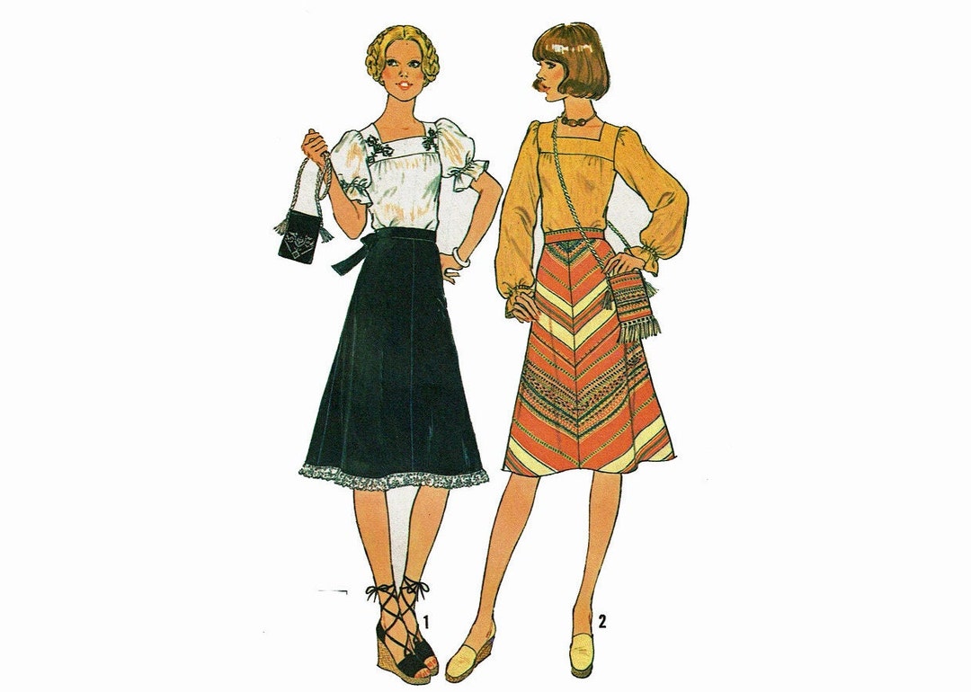 Peasant Blouse, Skirt and Purse UNCUT Sewing Pattern Sizes 12 Bust 34