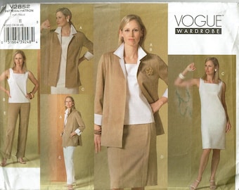 Vogue Wardrobe Pattern Jacket, Dress, Top, Skirt and Pants UNCUT Sewing Pattern Vogue 2852 Sizes 14 16 18 Bust 36 38 40