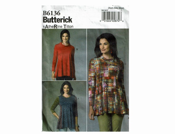 Butterick Katherine Tilton Pullover Knit Tunics Pattern 6136 Miss Plus Sz XS-XXL