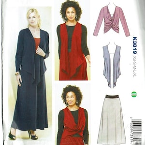 Uncut Sewing Pattern Kwik Sew 3819 Misses&#39; Skirt, Jacket & Vest Sizes XS-S-M-L-XL for stretch knits