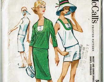 1950s vintage Sewing Pattern 50s  Size 12 Bust 32 Sports Separates Slim Skirt, Shorts, Overblouse