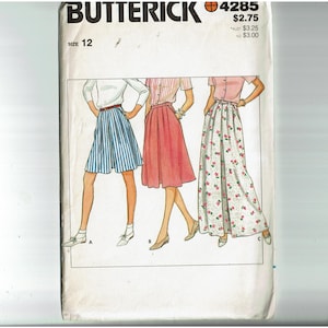 Uncut Sewing Pattern Skirts Size 12 Skirts Butterick 4285 A-line skirts in 3 lengths