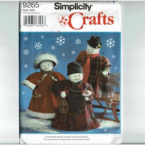 Snowmen 18" with clothing Simplicity Crafts 9265 UNCUT Sewing Pattern Faith Van Zanten