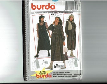 Maternity UNCUT sewing pattern Sizes 10 12 14 16 18 20 Prairie Style Dress and Vest Burda 3670