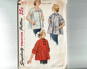 1950s Vintage Maternity Jacket Sewing Pattern Size 12 expecting mama to be Over Blouse Simplicity 3616