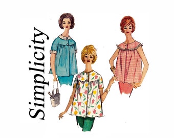 1960s Maternity Tops with Detachable collars and cuffs Size 14 Bust 34 Simplicity 4406 Vintage 60s Sewing Pattern