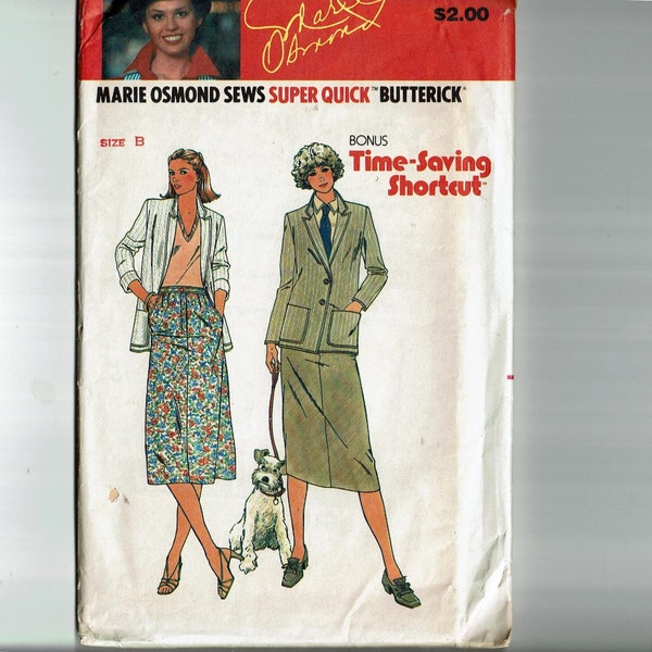 1980s Jacket & Skirt Vintage UNCUT Sewing Pattern Sizes 10-12-14 Marie Osmond Super Quick Butterick 6420