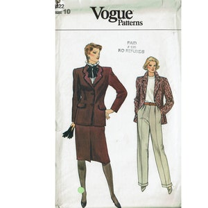 Uncut Vogue 8822 Jacket, Pants, Skirt 80s Sewing Pattern, Size 10