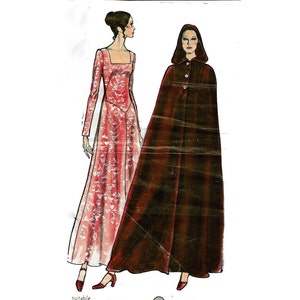 Vogue Evening Dress and Cape UNCUT Sewing Pattern 1970s Vogue 8183 Sizes 8 or 10 ***does not have an envelope***