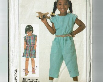 Little Girl's Jumpsuit and Romper Easy to Sew Sewing Pattern sizes 5 6 6x Simplicity 7350