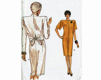 1980s Vogue Dress with Back Tie Sizes 8 10 12 UNCUT 80s Vintage Sewing Pattern Very Easy Very Vogue 9675