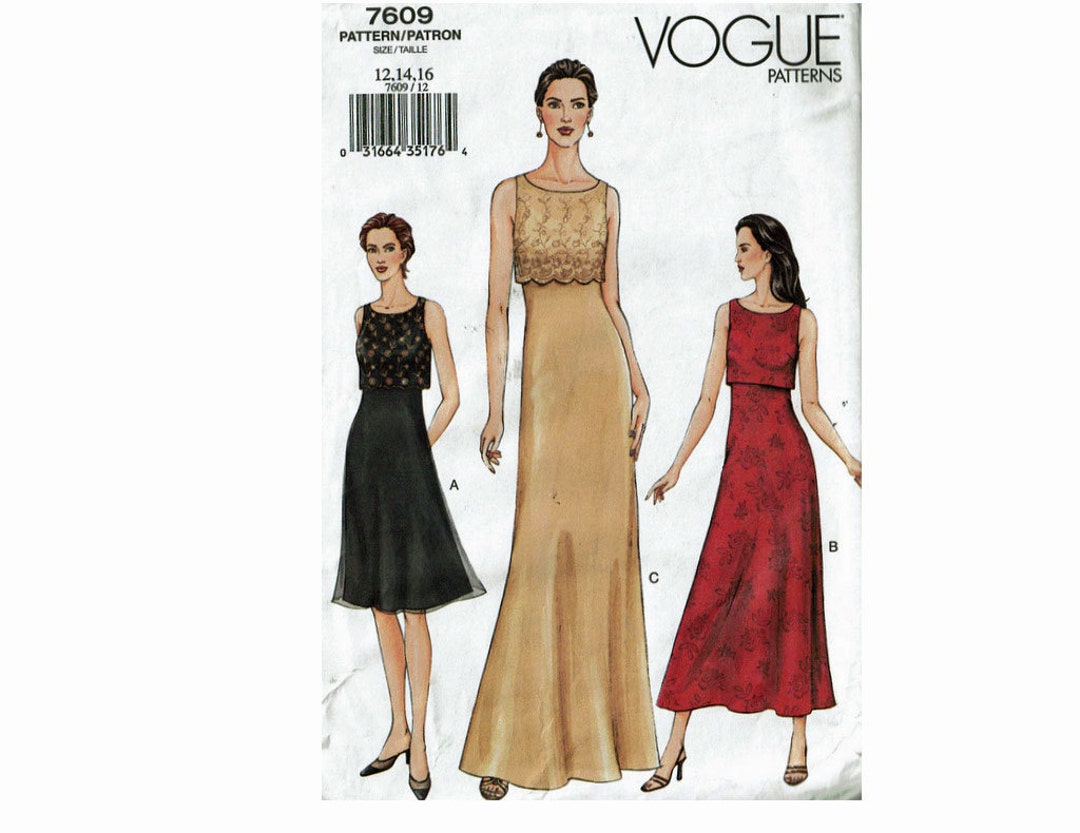 Dress Uncut Sewing Pattern Long or Knee Length A Line Fitted Dress ...