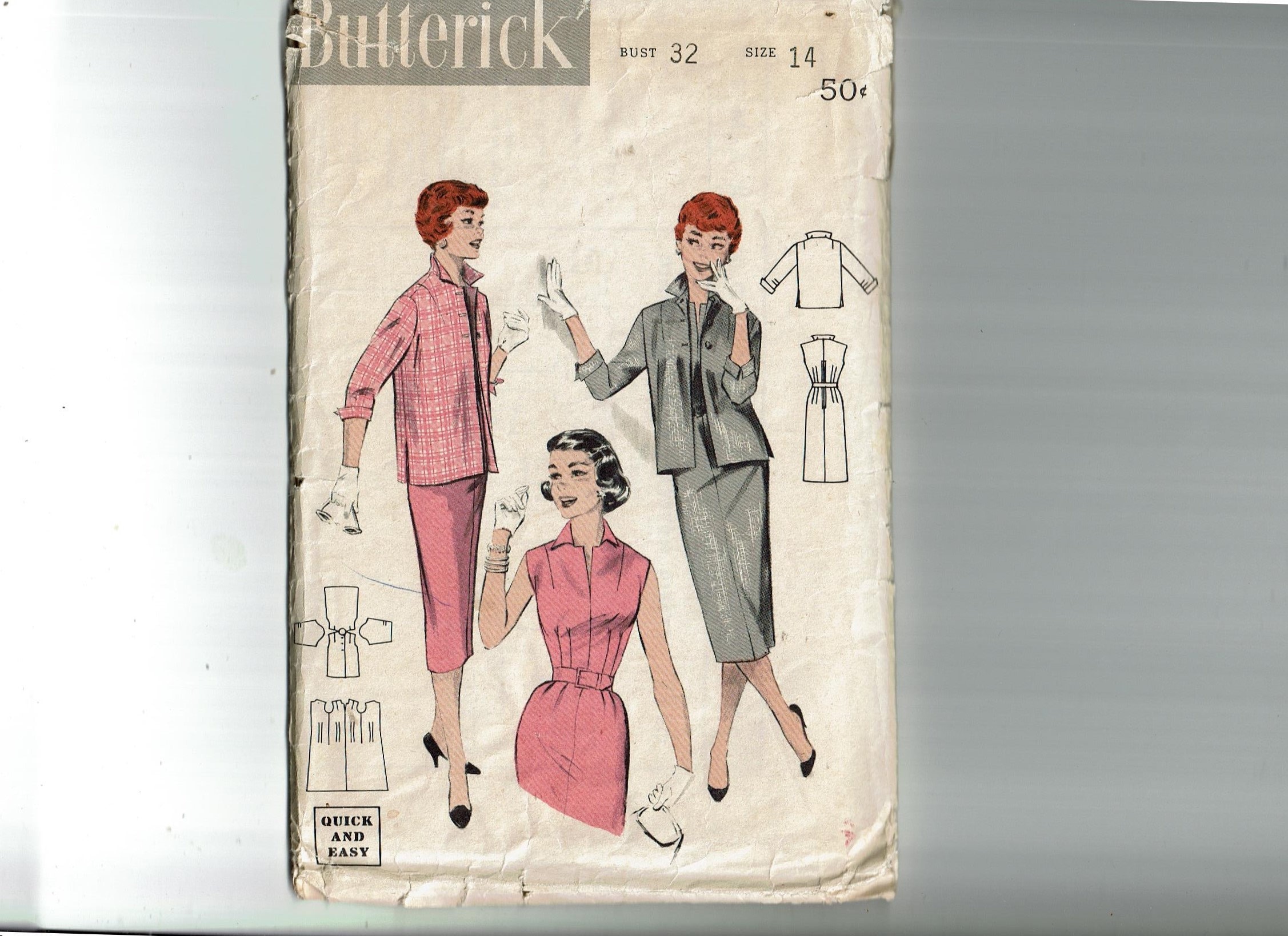 1950s Quick N Easy Sheath Dress and Jacket Size 14 Bust 32 Vintage