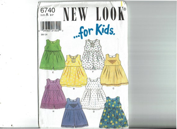 Uncut New Look for kids 6740 Sewing Pattern for Kids sizes 2-7 Dress and  Romper