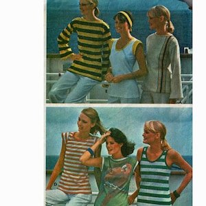 1970s Set of Knit Tops Uncut Sewing Pattern Size Medium 14-16 or Large 18-20 McCalls 5039 Sleeve and Neckline Options
