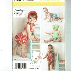 Baby Romper, Bikini, Panties XXS XS X M L and Bonnet S M L Simplicity 1600 Uncut Sewing Pattern Simplicity Vintage baby reissue pattern