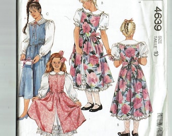 UNCUT Sewing Pattern McCalls 4639 Sizes 10 tween teen girls fashion 1990s Girls Jumper, Blouses and Petticoat