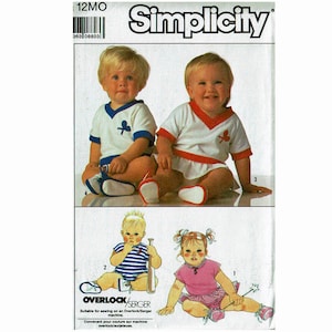 Baby Romper and Shoes Sizes 12 Months & 18 Months Uncut Sewing Pattern 1980s Simplicity 9131 for Stretch Knits Only