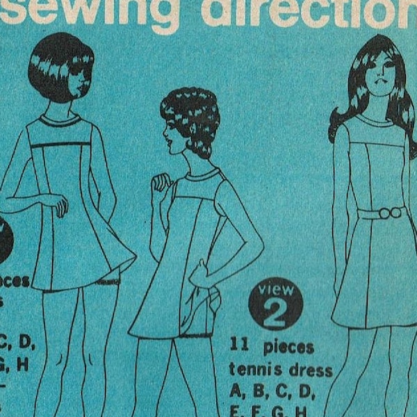 1970s tennis dress, sports dress and short shorts Size 14 Bust 36 UNCUT Sewing Pattern Simplicity 5059 **does not include pattern envelope