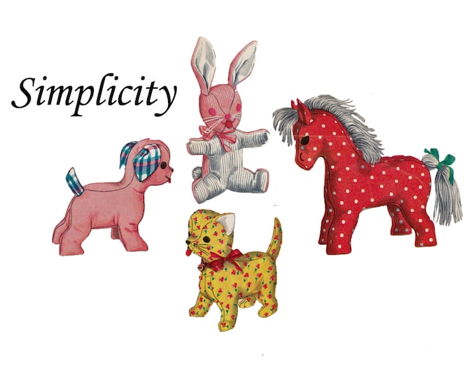 1950s Vintage Stuffed Animals Sewing Pattern Horse Dog Cat Etsy