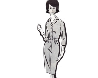 Vintage Mail Order Sewing Pattern 422 1-422 Coat shirt dress button front Size 16 Bust 36 1960s Misses Ladies Uncut