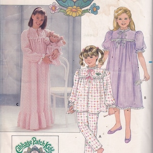 Cabbage Patch  pajama girls UNCUT vintage sewing pattern Butterick 3436 doll and girls Sizes 7-8-10 or 12-14