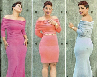 Special Occasion Knit Dress in 2 Lenths UNCUT Sewing Pattern Sizes 20W-28W Simplicity 8045 Mimi G Style