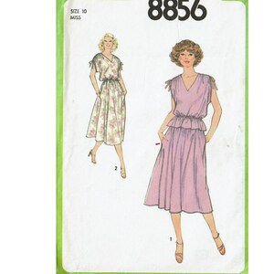 Simplicity 8856 Size 10 Misses&#39; Dress and 2 piece dress 1970s Sewing Pattern