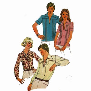 70s Mens Top Caftan Shirt UNCUT Sewing Pattern Size Medium Chest 38-40 Men 1970s Simplicity 6957