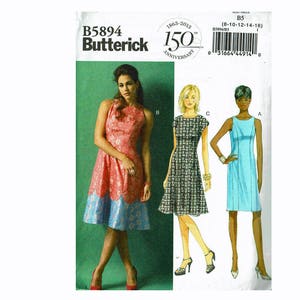 Princess Seam Dresses Uncut OOP Sewing Pattern Butterick 5894 Sizes 8 10 12 14 16 or 16 18 20 22 24 Fitted and Flared dress