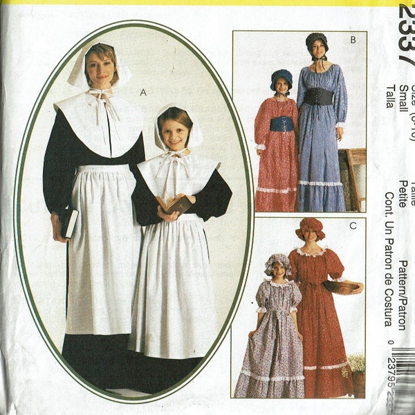 Historical Costume UNCUT Sewing Pattern Puritan Pilgrim Centennial Pioneer Settler dresses Simplicity 2337 Sizes Misses' Size Small 8-10