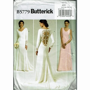 Bridal Gown Wedding dress with back interest Uncut Sizes 4 6 8 10 12 Sewing Pattern Butterick 5779