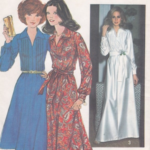 1970s Vintage sewing pattern 2 sizes available Size 10 bust 32 1/2 or Size 14 Bust 36 dress long or short Simplicity 8249 UNCUT pattern