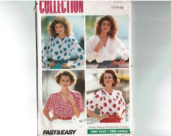 Fast & Easy Blouses Uncut Sewing Pattern Butterick 3364 Sizes 12 14 16 Bust 34 35 38 Butterick Collection Very Easy