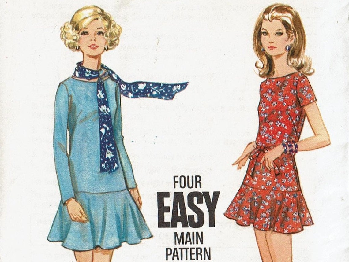 UNCUT Easy Vintage Sewing Pattern 1960's Low Waist Dress Etsy