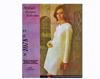 Mod Dress Designer Original 1960s Vintage Sewing Pattern McCalls 1078 N/1078 Size 12 Bust 34 Metropolitan Museum of Art Cloisters Collection