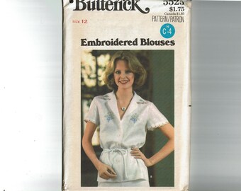 Butterick 5525 Embroidered Blouses Size 12 bust 34 uncut sewing pattern with embroidery transfers