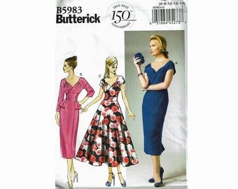 Dress, Fitted Bodice Full or Slim Skirt Sizes 6 8 10 12 14 or 14 16 18 20 22 Bust 30 1/2-36, 36-44 UNCUT OOP Sewing Pattern Butterick 5983