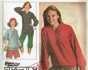 Stretch Knits 1970s Tops Sizes 10 12 14 UNCUT 70s Sewing pattern Simplicity 8618