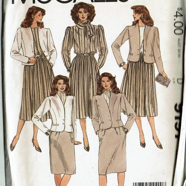 1980s Jacket, Blouse, Skirts and Scarf UNCUT Sewing Pattern Size 10 Bust 32 1/2 Misses Pattern McCall's 9197