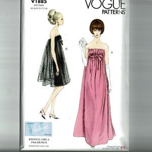 UNCUT Vogue 1885 Special Occasion Dress 1966 V1885 Sizes 6 -14 or 16 -24 Sewing pattern Vintage 60&#39;s reissue vintage pattern