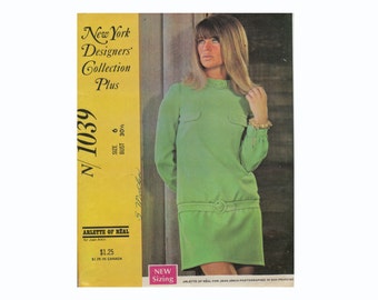 Arlette of Real Julie Christie Petulia Mod Dress 1968 Sewing Pattern Size 6 B 30 1/2 UNCUT New York Designers' Collection Plus McCalls 1039