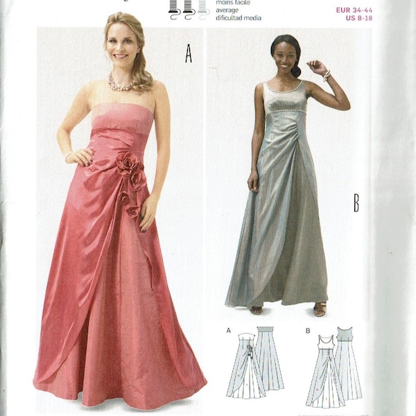 Burda Style Uncut formal dress Sewing pattern Burda Stye 6751 Strapless  Dress Sizes 8 10 12 14 16 18
