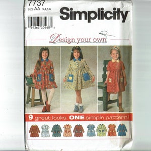 Childs dress Design Your Own Sizes 3 4 5 6 Uncut Sewing Pattern Simplicity 7737
