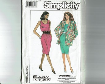 Easy to Sew Dress and Jacket Sizes 16 18 20 Bust 38 40 42  tank dress UNCUT Sewing Pattern Simplicity 9019