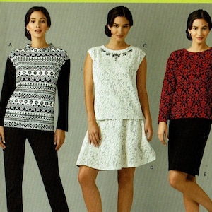 Sewing Pattern UNCUT Simplicity 1255 Knit Tops, Pants and Skirts Sizes 10-18 & 20W-28W Threads Magazine