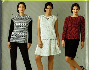 Sewing Pattern UNCUT Simplicity 1255 Knit Tops, Pants and Skirts Sizes 10-18 & 20W-28W Threads Magazine