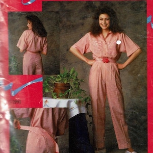 1980s Jumpsuit Powder room easy jumpsuit UNCUT Sewing Pattern Sizes 14 16 18 Bust 38 1/2 40 41 1/2 Joy Pattern 80s J-103